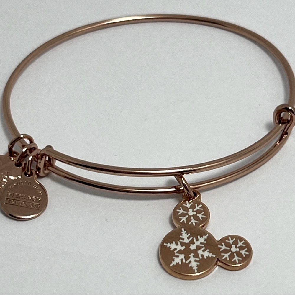 Alex and Ani Disney “Mickey Snowflake” Expandable Charm Bracelet. Rose G…